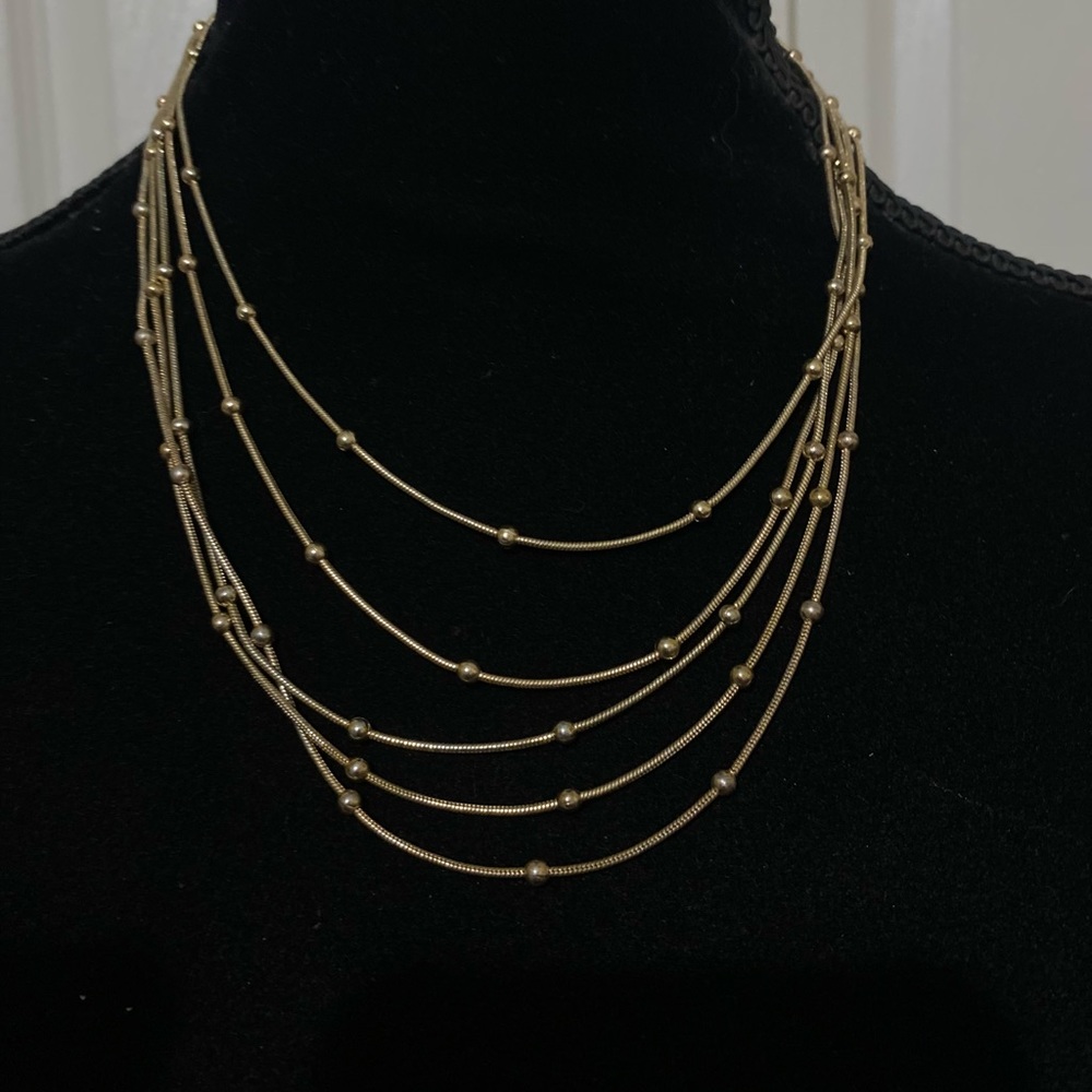 Five Layer Gold Necklace. Statement Accent Piece. - image 4